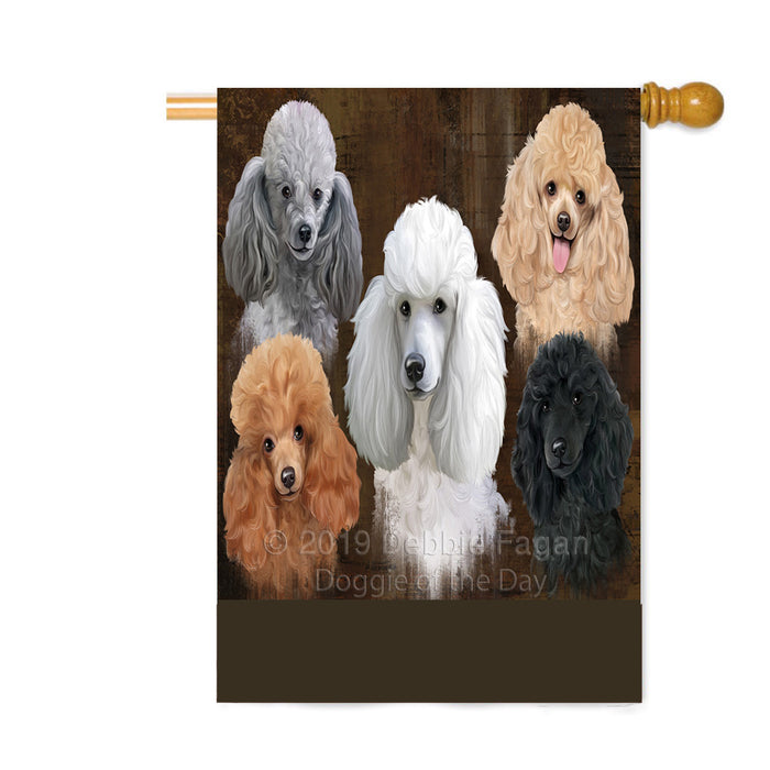 Personalized Rustic 5 Poodle Dogs Custom House Flag FLG-DOTD-A62623