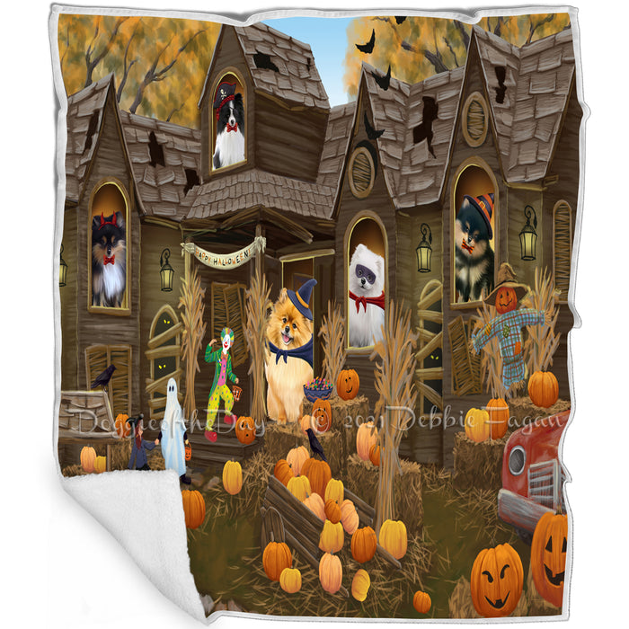 Haunted House Halloween Trick or Treat Poodles Dog Blanket BLNKT93324