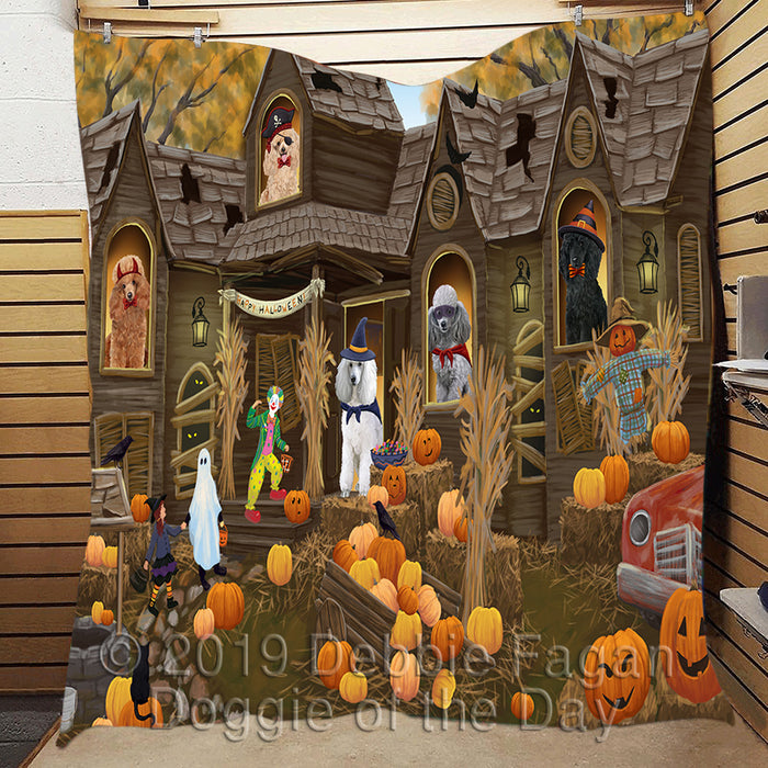 Haunted House Halloween Trick or Treat Poodle Dogs Quilt