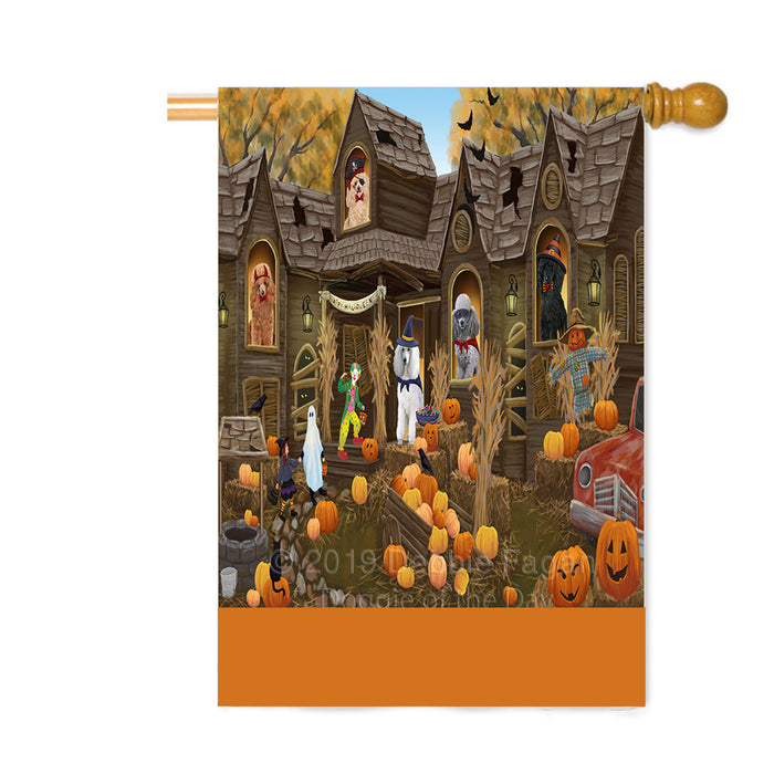 Personalized Haunted House Trick or Treat Halloween Poodle Dogs Custom House Flag FLG-DOTD-A59734