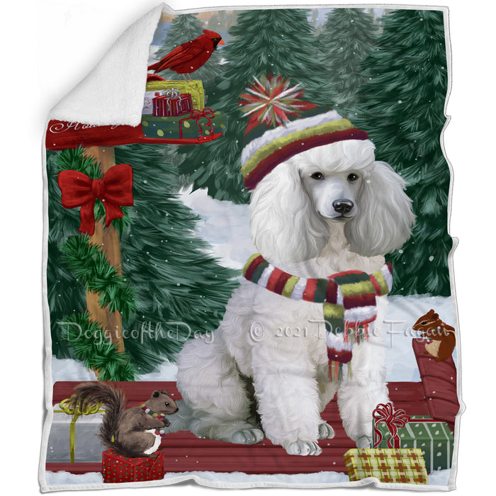Merry Christmas Woodland Sled Poodle Dog Blanket BLNKT114411