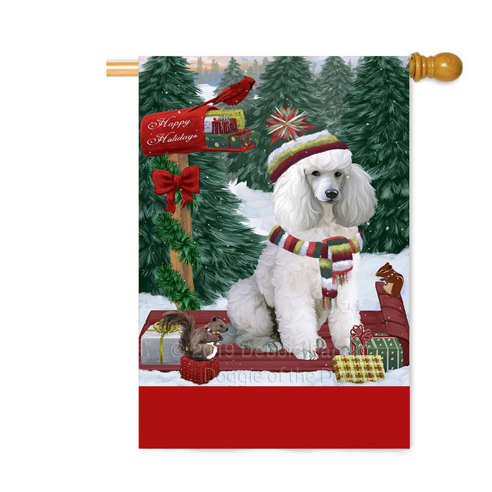 Personalized Merry Christmas Woodland Sled Poodle Dog Custom House Flag FLG-DOTD-A61711