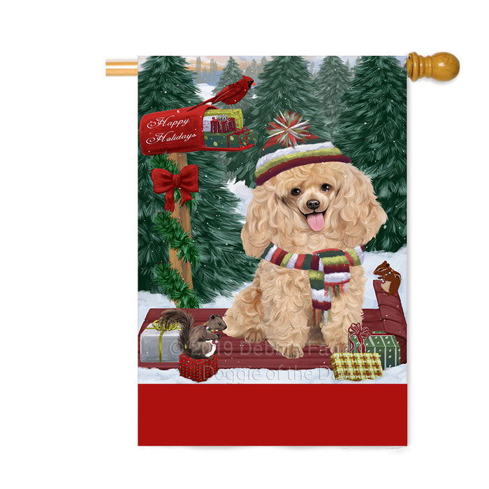 Personalized Merry Christmas Woodland Sled Poodle Dog Custom House Flag FLG-DOTD-A61712