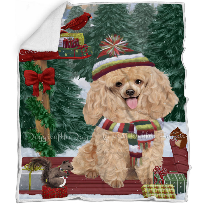 Merry Christmas Woodland Sled Poodle Dog Blanket BLNKT114420
