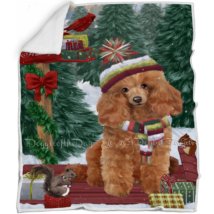 Merry Christmas Woodland Sled Poodle Dog Blanket BLNKT114429