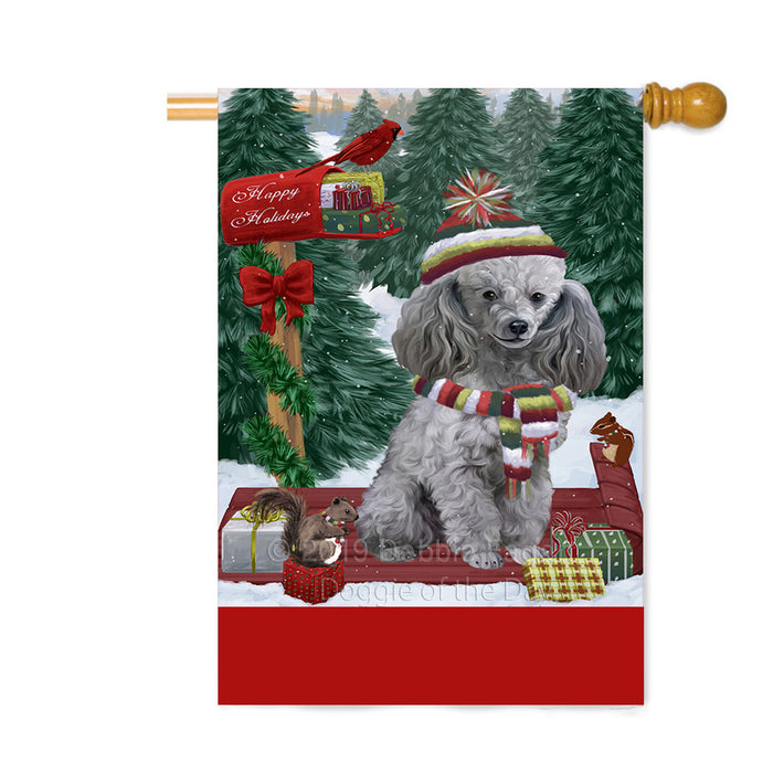 Personalized Merry Christmas Woodland Sled Poodle Dog Custom House Flag FLG-DOTD-A61714