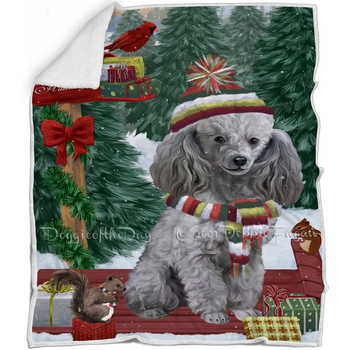 Merry Christmas Woodland Sled Poodle Dog Blanket BLNKT114438