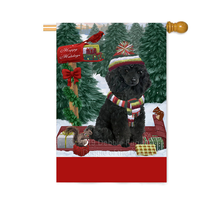 Personalized Merry Christmas Woodland Sled Poodle Dog Custom House Flag FLG-DOTD-A61715