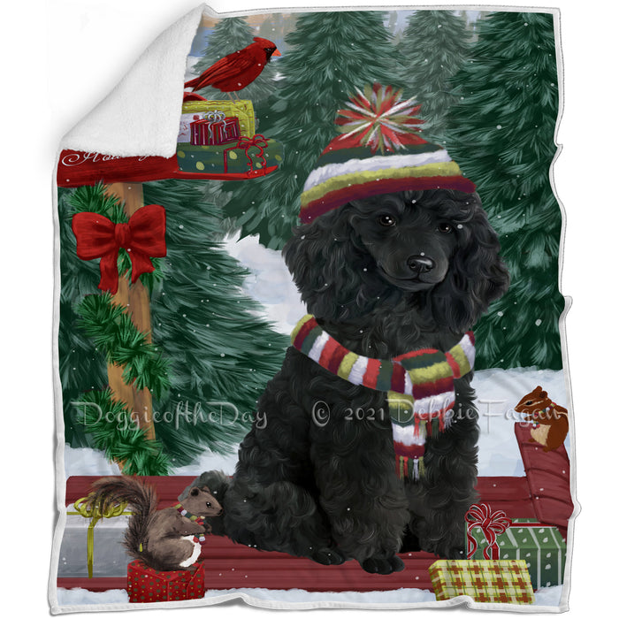 Merry Christmas Woodland Sled Poodle Dog Blanket BLNKT114447