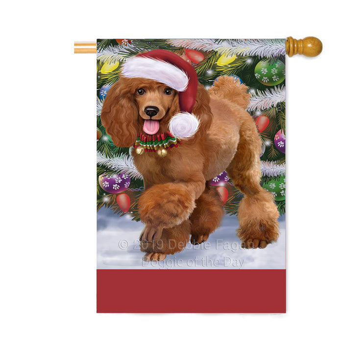 Personalized Trotting in the Snow Poodle Dog Custom House Flag FLG-DOTD-A60829