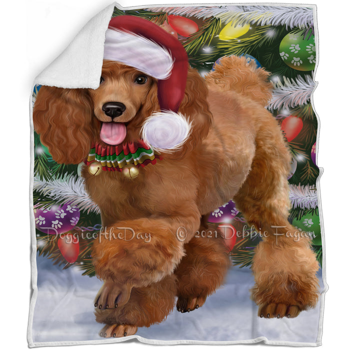 Trotting in the Snow Poodle Dog Blanket BLNKT118488