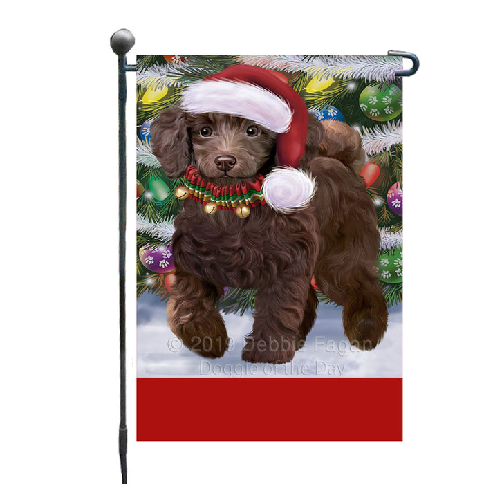 Personalized Trotting in the Snow Poodle Dog Custom Garden Flags GFLG-DOTD-A60774
