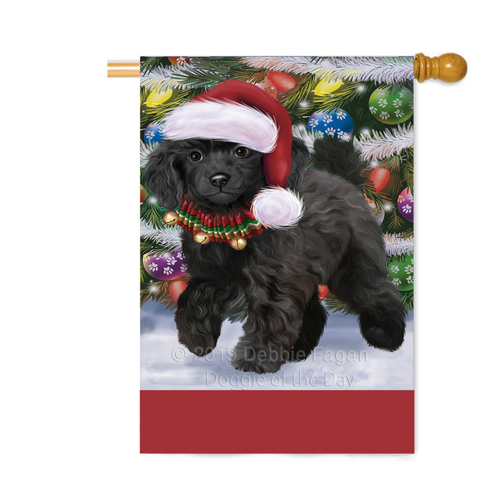 Personalized Trotting in the Snow Poodle Dog Custom House Flag FLG-DOTD-A60831