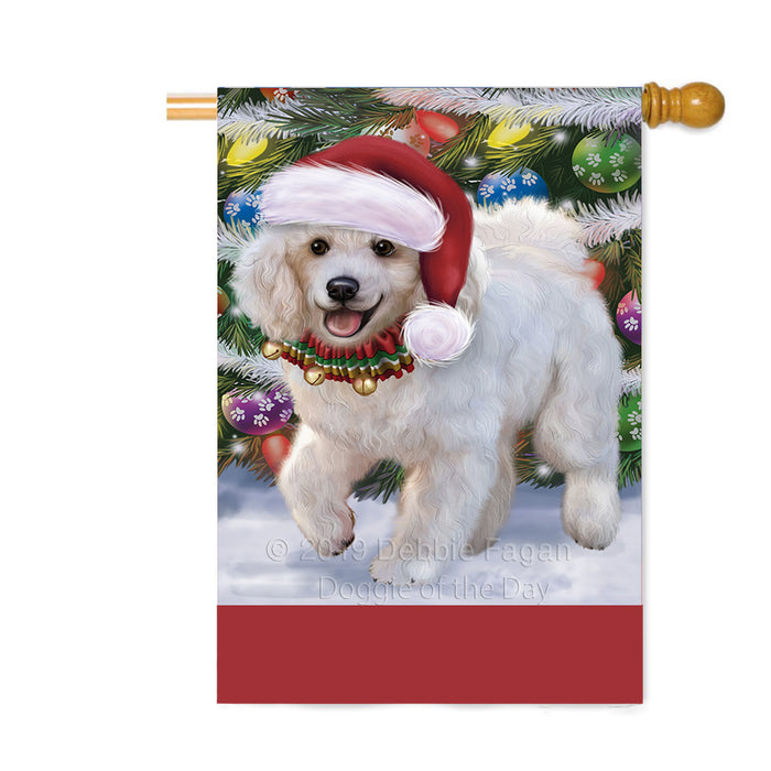 Personalized Trotting in the Snow Poodle Dog Custom House Flag FLG-DOTD-A60832