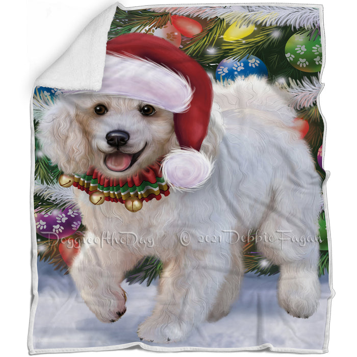 Trotting in the Snow Poodle Dog Blanket BLNKT118515