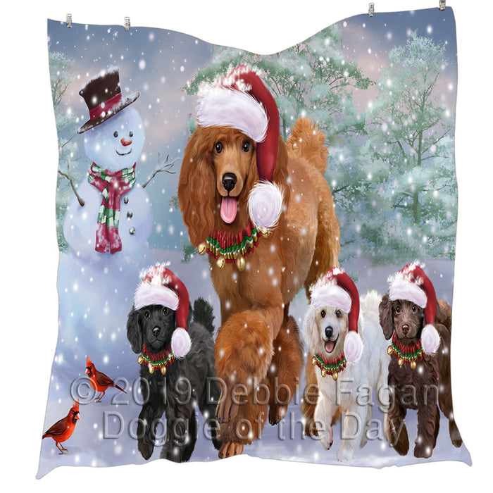 Christmas Running Fammily Poodle Dogs Quilt
