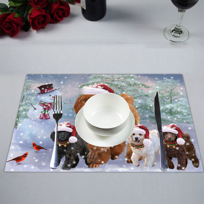 Christmas Running Fammily Poodle Dogs Placemat