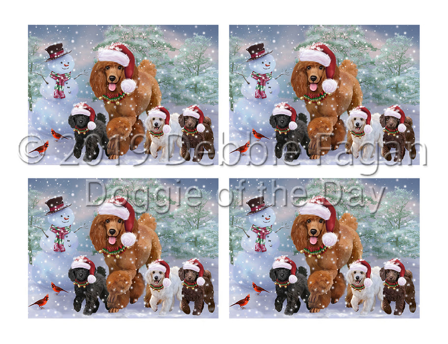 Christmas Running Fammily Poodle Dogs Placemat
