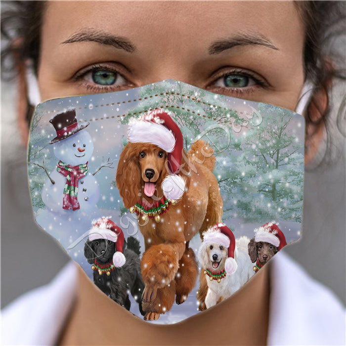 Christmas Running Fammily Poodle Dogs Face Mask FM48736