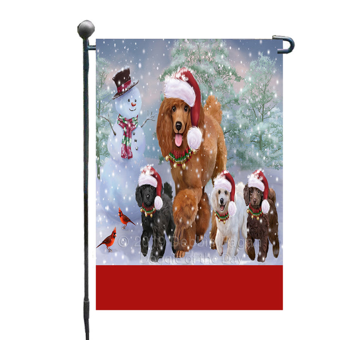 Personalized Christmas Running Family Poodle Dogs Custom Garden Flags GFLG-DOTD-A60343