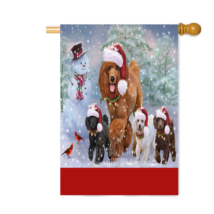 Personalized Christmas Running Family Poodle Dogs Custom House Flag FLG-DOTD-A60399