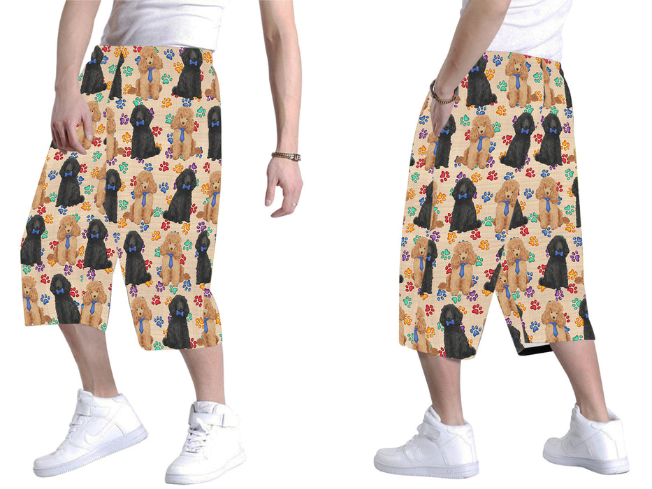 Rainbow Paw Print Poodle Dogs Blue All Over Print Men's Baggy Shorts