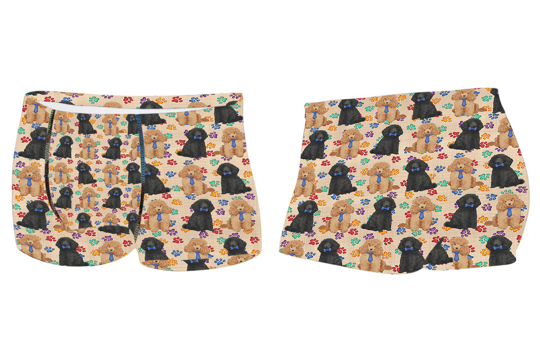 Rainbow Paw Print Poodle Dogs BlueMen's All Over Print Boxer Briefs
