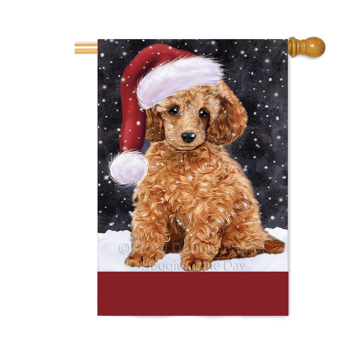 Personalized Let It Snow Happy Holidays Poodle Dog Custom House Flag FLG-DOTD-A62459