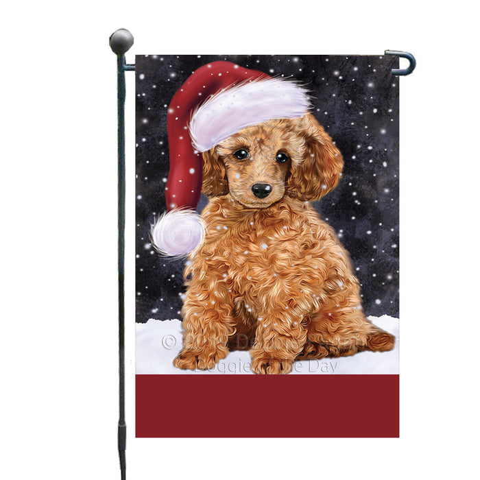 Personalized Let It Snow Happy Holidays Poodle Dog Custom Garden Flags GFLG-DOTD-A62403
