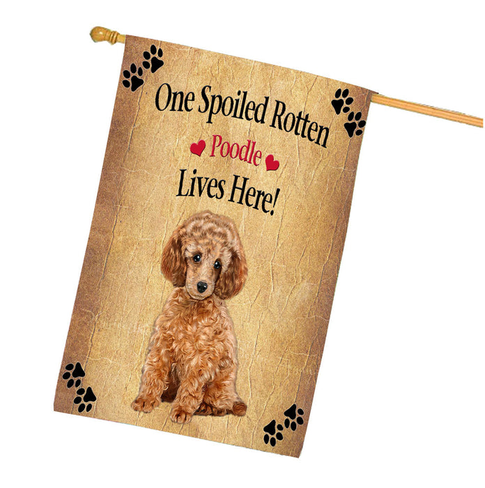 Spoiled Rotten Poodle Dog House Flag Outdoor Decorative Double Sided Pet Portrait Weather Resistant Premium Quality Animal Printed Home Decorative Flags 100% Polyester FLG68425