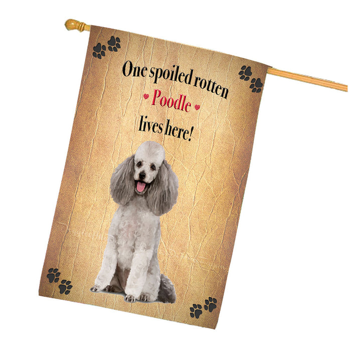 Spoiled Rotten Poodle Dog House Flag Outdoor Decorative Double Sided Pet Portrait Weather Resistant Premium Quality Animal Printed Home Decorative Flags 100% Polyester FLG68435
