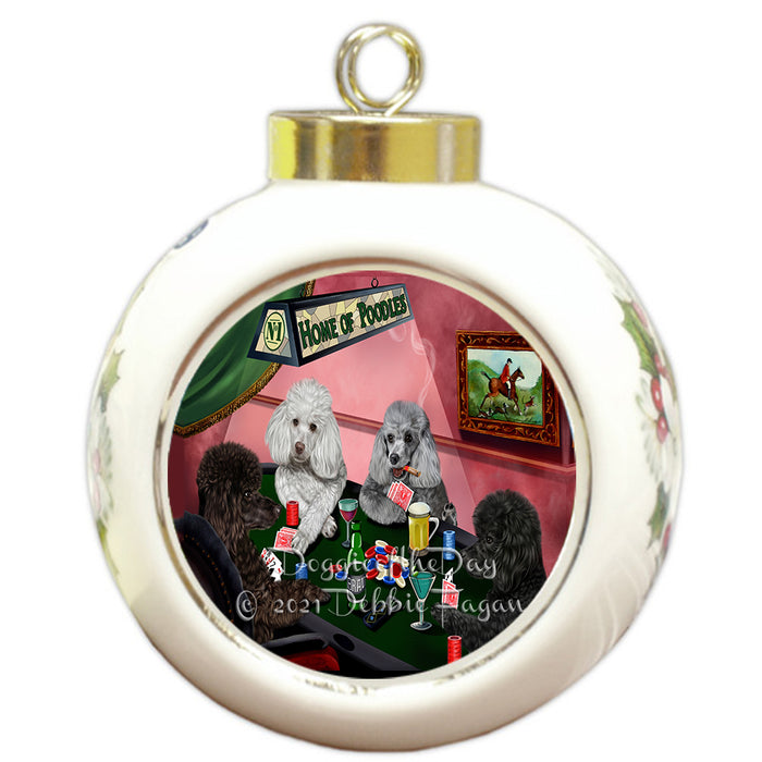Home of Poker Playing Poodle Dogs Round Ball Christmas Ornament Pet Decorative Hanging Ornaments for Christmas X-mas Tree Decorations - 3" Round Ceramic Ornament