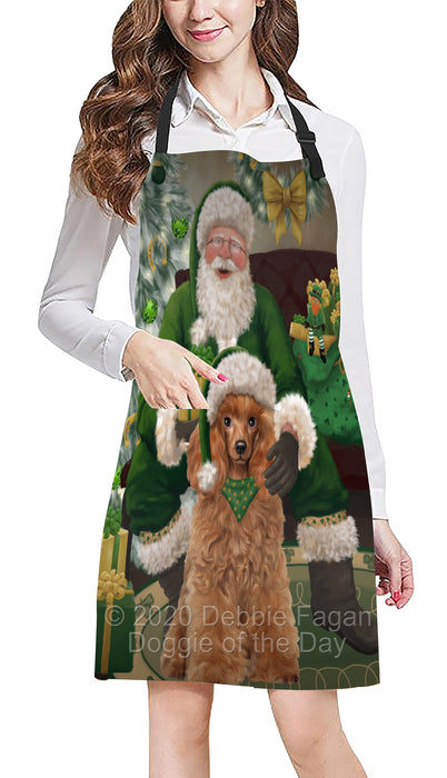 Christmas Irish Santa with Gift and Poodle Dog Apron Apron-48331