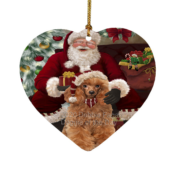 Santa's Christmas Surprise Poodle Dog Heart Christmas Ornament RFPOR58396
