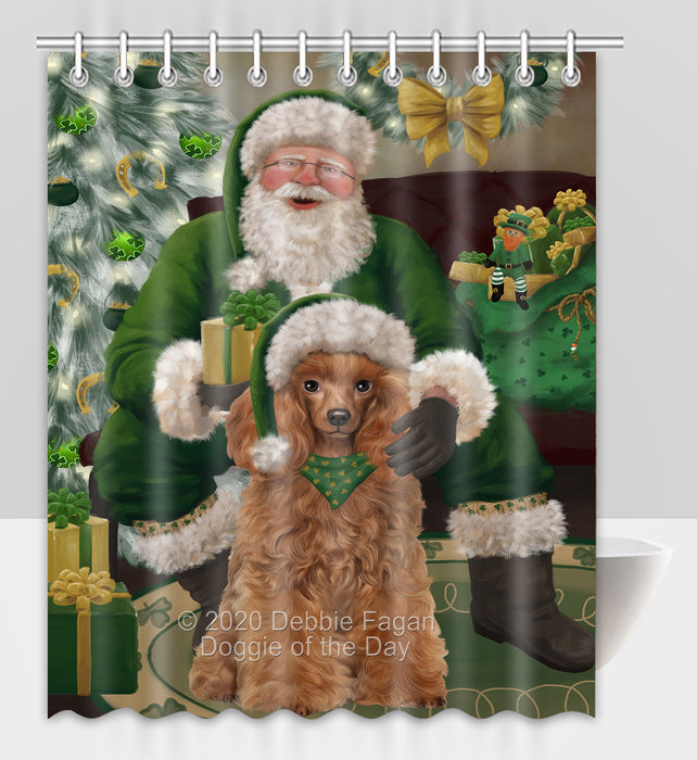 Christmas Irish Santa with Gift and Poodle Dog Shower Curtain Bathroom Accessories Decor Bath Tub Screens SC165