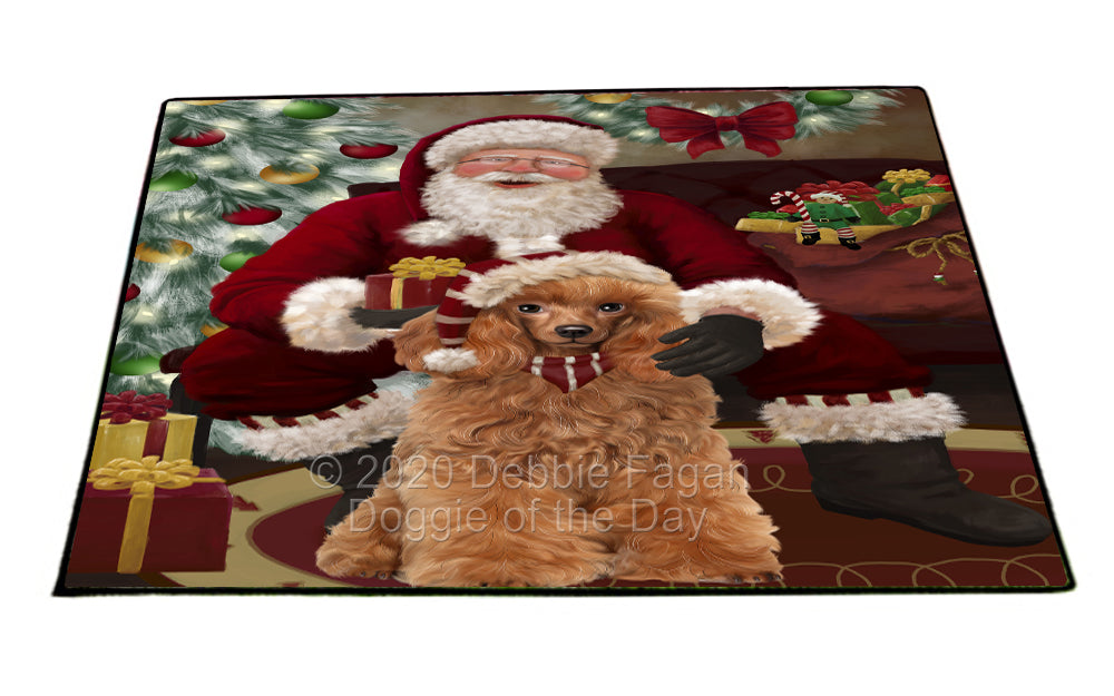 Santa's Christmas Surprise Poodle Dog Indoor/Outdoor Welcome Floormat - Premium Quality Washable Anti-Slip Doormat Rug FLMS57535
