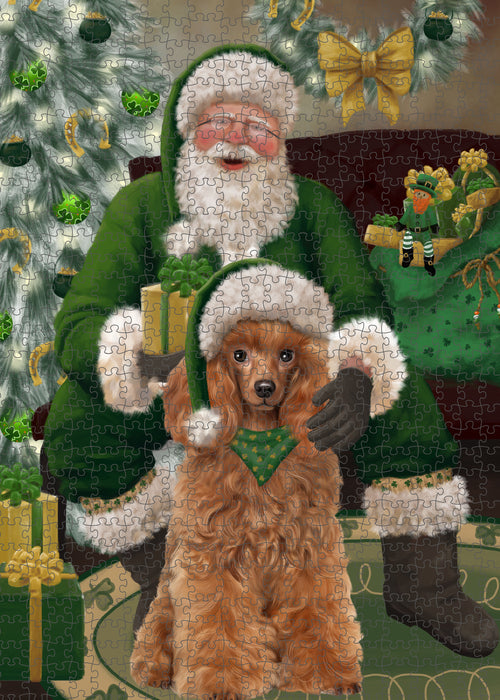 Christmas Irish Santa with Gift and Poodle Dog Puzzle with Photo Tin PUZL100520