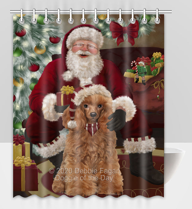 Santa's Christmas Surprise Poodle Dog Shower Curtain Bathroom Accessories Decor Bath Tub Screens SC264