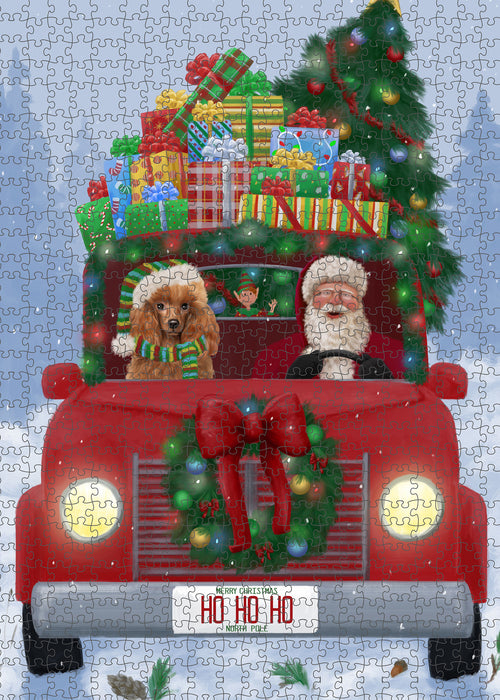 Christmas Honk Honk Red Truck Here Comes with Santa and Poodle Dog Puzzle with Photo Tin PUZL100132