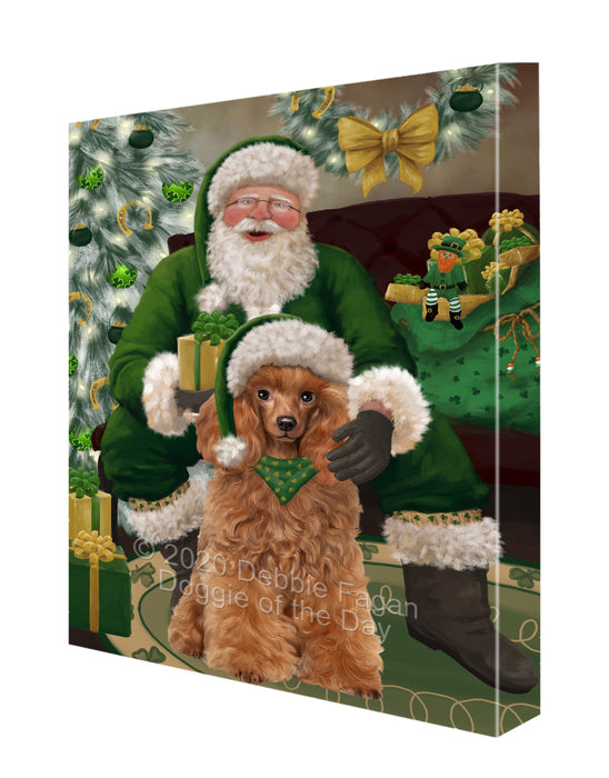 Christmas Irish Santa with Gift and Poodle Dog Canvas Print Wall Art Décor CVS147941