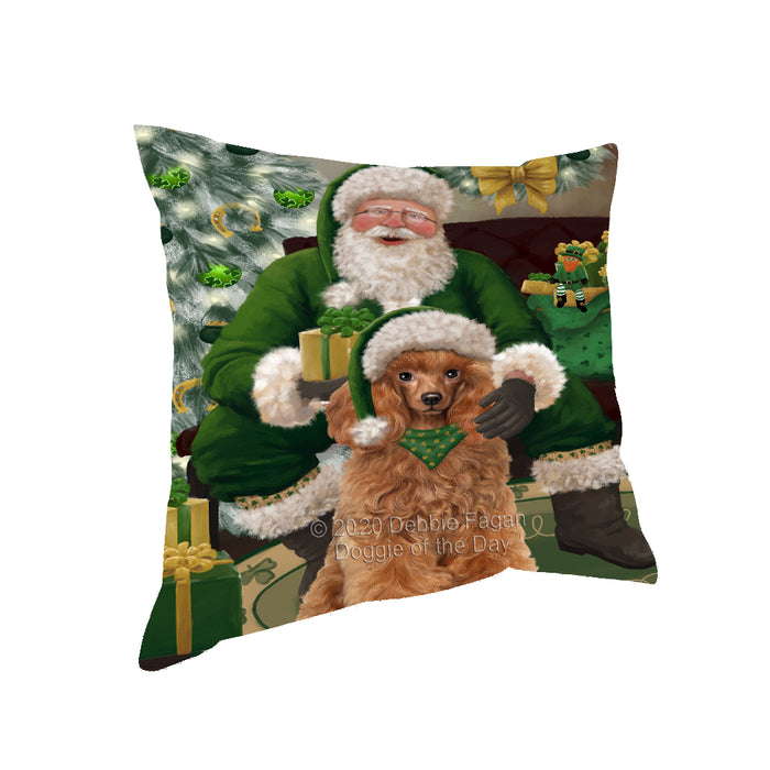 Christmas Irish Santa with Gift and Poodle Dog Pillow PIL86904