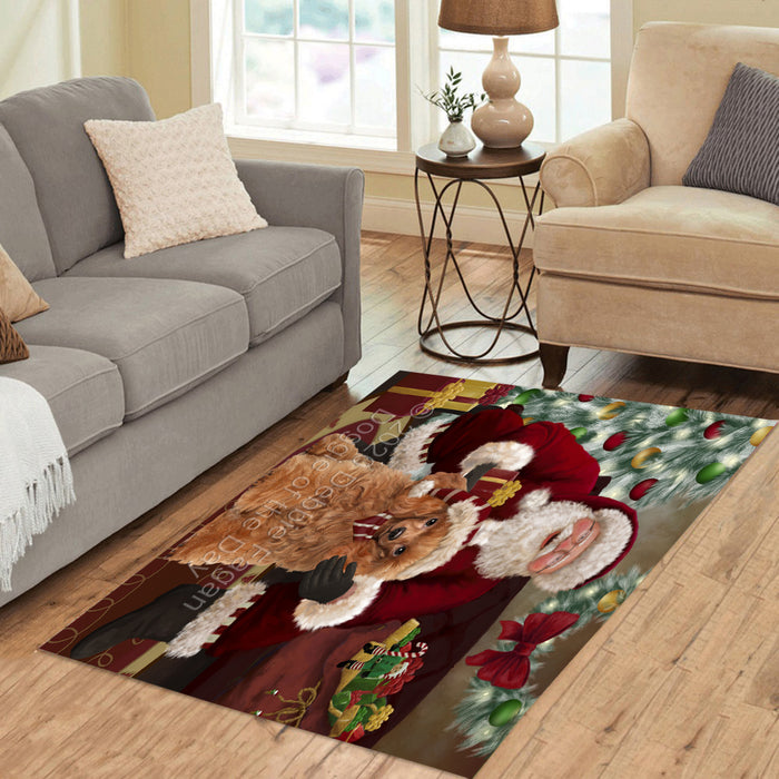 Santa's Christmas Surprise Poodle Dog Polyester Living Room Carpet Area Rug ARUG67734