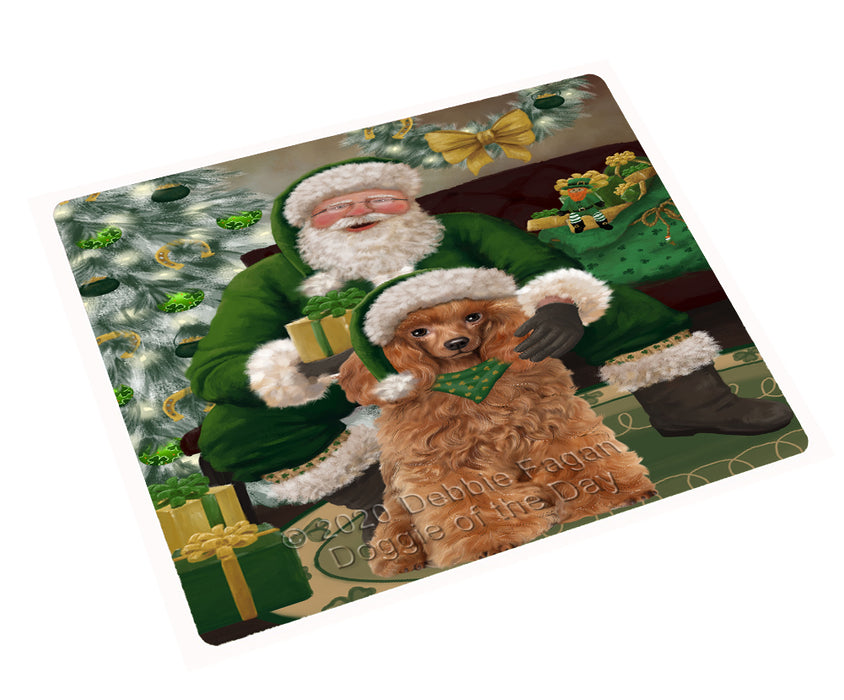 Christmas Irish Santa with Gift and Poodle Dog Cutting Board - Easy Grip Non-Slip Dishwasher Safe Chopping Board Vegetables C78418