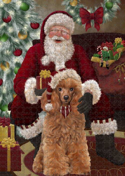 Santa's Christmas Surprise Poodle Dog Puzzle with Photo Tin PUZL100916