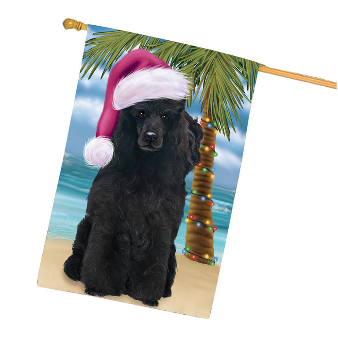 Christmas Summertime Beach Poodle Dog House Flag Outdoor Decorative Double Sided Pet Portrait Weather Resistant Premium Quality Animal Printed Home Decorative Flags 100% Polyester FLG68775