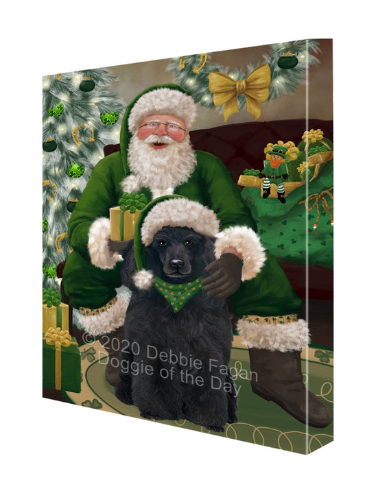 Christmas Irish Santa with Gift and Poodle Dog Canvas Print Wall Art Décor CVS147950