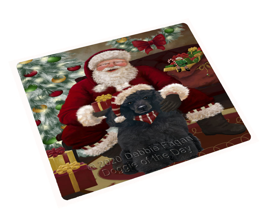 Santa's Christmas Surprise Poodle Dog Cutting Board - Easy Grip Non-Slip Dishwasher Safe Chopping Board Vegetables C78718