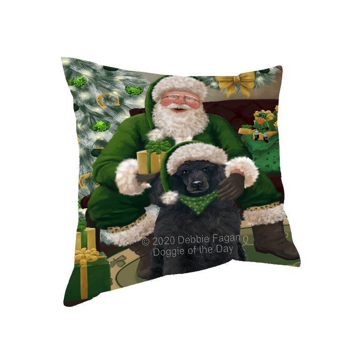 Christmas Irish Santa with Gift and Poodle Dog Pillow PIL86908