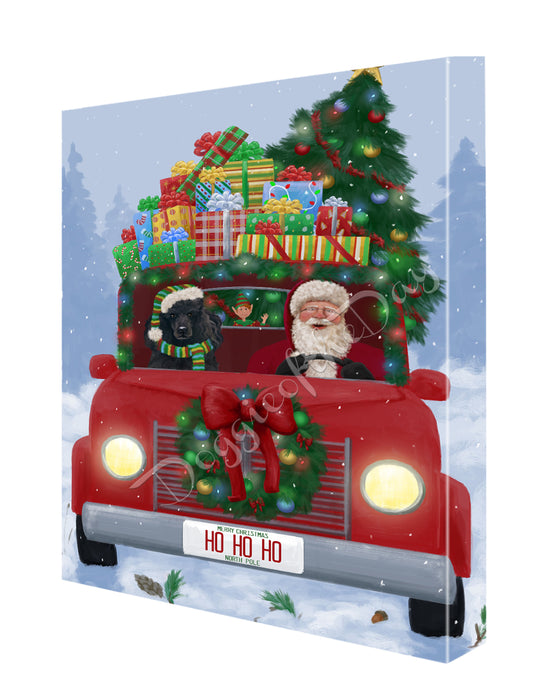 Christmas Honk Honk Here Comes Santa with Poodle Dog Canvas Print Wall Art Décor CVS147077
