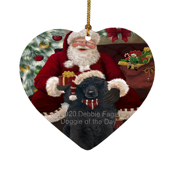 Santa's Christmas Surprise Poodle Dog Heart Christmas Ornament RFPOR58397